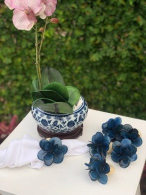 Luxury blue napkin ring made from Tagua palm tree