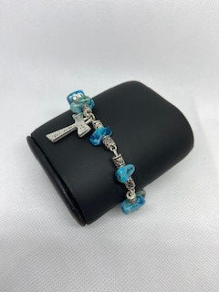 Italian Cross Bracelet made with beautiful Agata stones.