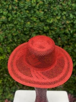 Beautiful red Montecristi hat made with toquilla straw